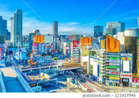 Tokyo, Shibuya Station and Shibuya Scramble Crossing Dec.2024 121917946