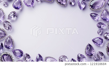 用紫色珠寶裝飾的優雅框架 121918684