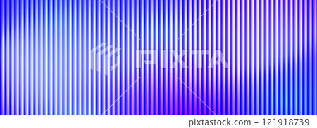 Iridescent ribbed glass background. Light blue frosted reeded wallpaper. Colored rippled glass texture for door, window, rooftop. Wavy striped blurry surface overlay. Vector backdrop 121918739
