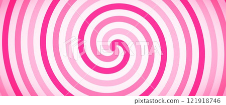 Candy color spiral background. Pink rotating swirl pattern wallpaper. Cute spinning vortex for banner, poster, flyer, booklet. Sweet cartoon whipped cream concept. Vector ice cream concept backdrop 121918746