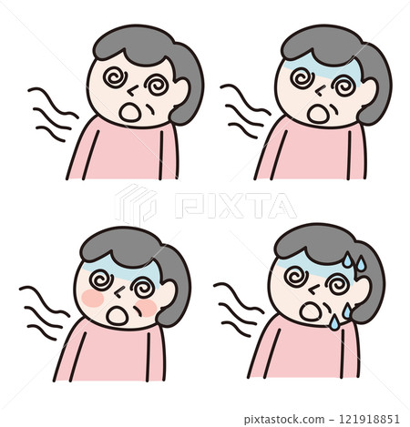An elderly woman who is dizzy and about to collapse (upper body): Illustration material 121918851