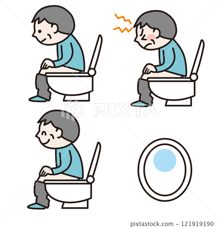 An elderly man with bad bowel movements (whole body): Illustration material 121919190