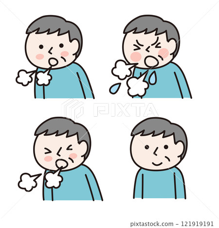 Coughing elderly man (upper body): Illustration material 121919191