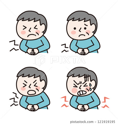 腹痛老人（上半身）：插圖素材 121919195