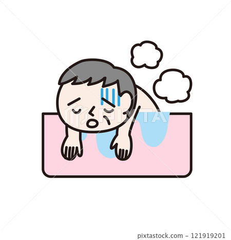An elderly man exhausted in the bath: Illustration material An elderly man exhausted in the bath: Illustration material 121919201