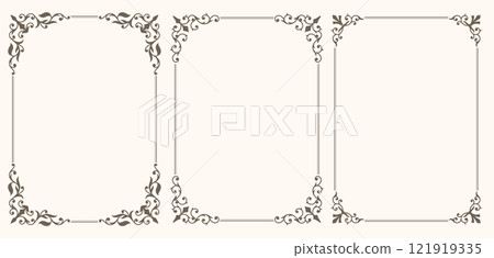 Decorative frames and borders with vintage floral ornament Decorative frames and borders with vintage floral ornament 121919335