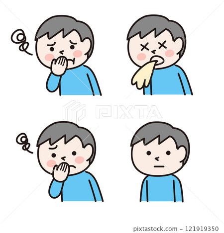 噁心生病的孩子（上半身）：插圖素材 121919350
