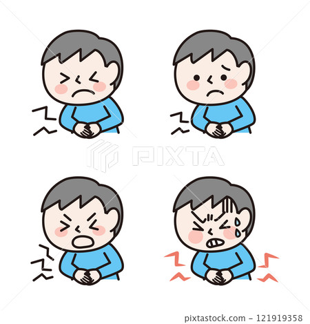Child with stomachache (upper body): Illustration material 121919358