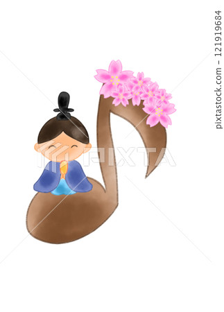 坐在音符上的雛娃娃 坐在音符上的雛娃娃 121919684