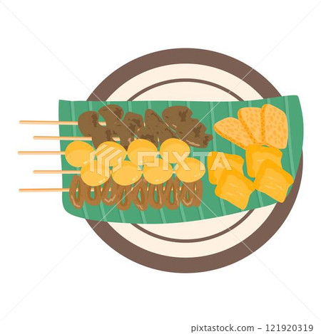 indonesian traditional food sate telur puyuh 121920319