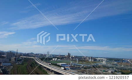 Aerial view of the highway from a refreshing sky 121920557