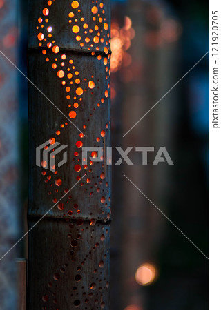 Patterns carved into bamboo lanterns Patterns carved into bamboo lanterns 121920705