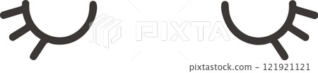 Simple and minimalist illustration of a pair of closed eyes with eyelashes, conveying a sense of tranquility, rest, and relaxation, ideal for wellness and sleep related projects 121921121