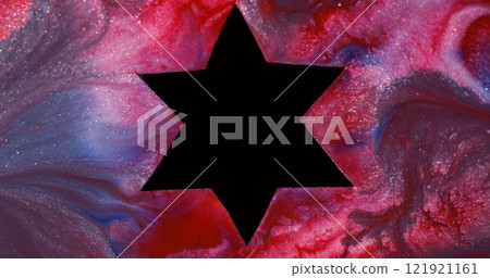 Creative star. Paint shimmer. Defocused red blue multicolor black shape frame glitter ink texture mix on abstract art marble background. Creative star. Paint shimmer. Defocused red blue multicolor black shape frame glitter ink texture mix on abstract art marble background. 121921161