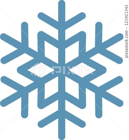Minimalist vector illustration of a stylized light blue snowflake on white background, representing winter, christmas, cold temperatures, ice and snow Minimalist vector illustration of a stylized light blue snowflake on white background, representing winter, christmas, cold temperatures, ice and snow 121921342