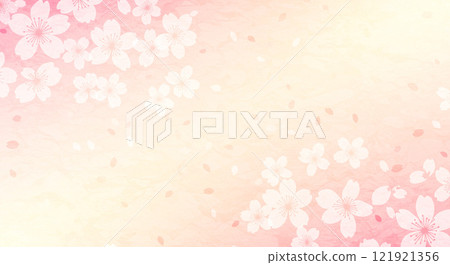 Japanese-style background material with cherry blossoms that gives the feeling of Japanese paper Japanese-style background material with cherry blossoms that gives the feeling of Japanese paper 121921356