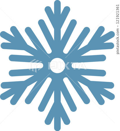 Minimalist vector illustration of a light blue snowflake with rounded tips and a white center, symbolizing winter, christmas, and cold weather Minimalist vector illustration of a light blue snowflake with rounded tips and a white center, symbolizing winter, christmas, and cold weather 121921361