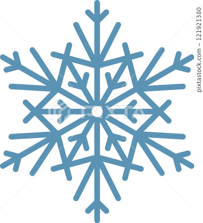 Minimalist vector illustration of a light blue snowflake, perfect for christmas and winter related projects, representing cold temperatures, ice and snow Minimalist vector illustration of a light blue snowflake, perfect for christmas and winter related projects, representing cold temperatures, ice and snow 121921380