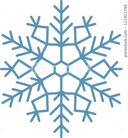 Stylized snowflake with intricate branches and hexagonal center creating a festive and wintery atmosphere, perfect for Christmas or cold weather designs Stylized snowflake with intricate branches and hexagonal center creating a festive and wintery atmosphere, perfect for Christmas or cold weather designs 121921398