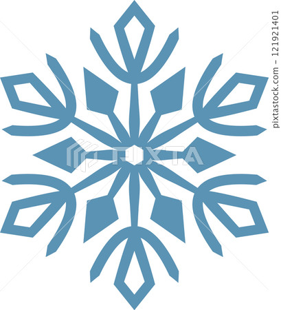 Stylized snowflake featuring pointed tips and a hexagonal core, creating a festive atmosphere perfect for winter, Christmas, and various holiday projects and designs Stylized snowflake featuring pointed tips and a hexagonal core, creating a festive atmosphere perfect for winter, Christmas, and various holiday projects and designs 121921401