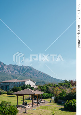Sakurajima Yogan Nagisa Park Footbath in Kagoshima, Japan Sakurajima Yogan Nagisa Park Footbath in Kagoshima, Japan 121921899