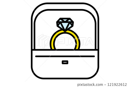 Diamond ring, simple and cute Valentine icon 121922612