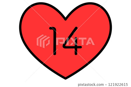 14 顆心,帶日期,簡單可愛的情人節圖標 14 顆心,帶日期,簡單可愛的情人節圖標 121922615