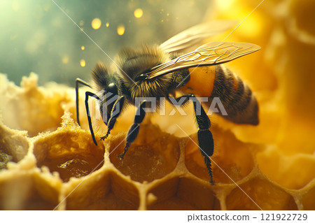 Bee on Honeycomb Bee on Honeycomb 121922729