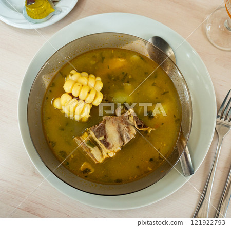 Sancocho - soup with pieces of veal, traditional for Latin American countries. Dominican cuisine 121922793