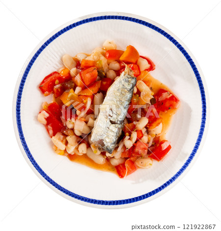 Salad with sardines, beans and pim tom Salad with sardines, beans and pim tom 121922867