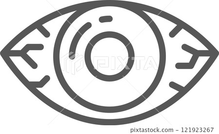 Simple yet impactful, a stylized eye icon symbolizes vision, observation, and awareness, conveying concepts of sight, attention, and perception 121923267