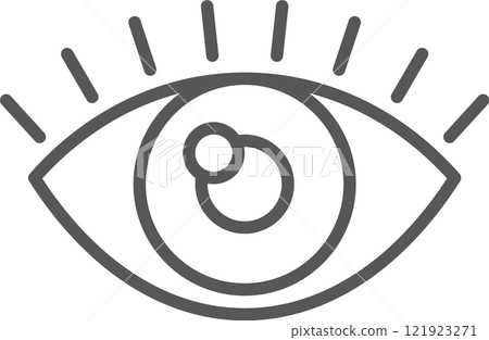 Simple and iconic representation of an eye, highlighting vigilance and observation with clean lines and prominent eyelashes, capturing attention and focus in a minimalist design 121923271