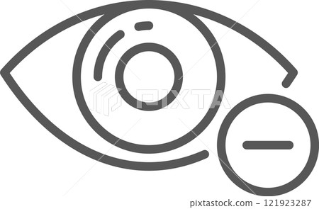 Gray icon depicting an eye with a minus sign, representing reduced vision, blindness, and various eye health issues. Emphasizing the importance of eye care and awareness Gray icon depicting an eye with a minus sign, representing reduced vision, blindness, and various eye health issues. Emphasizing the importance of eye care and awareness 121923287