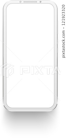 Clay smartphone with blank white screen displaying nothing, isolated on white background with soft shadow, ideal for showcasing apps or websites 121923320