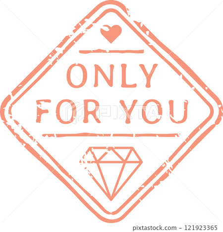 Vintage pink stamp featuring diamond and heart icons, expressing love, affection, and exclusivity with the phrase only for you. Perfectly capturing romance and special moments Vintage pink stamp featuring diamond and heart icons, expressing love, affection, and exclusivity with the phrase only for you. Perfectly capturing romance and special moments 121923365