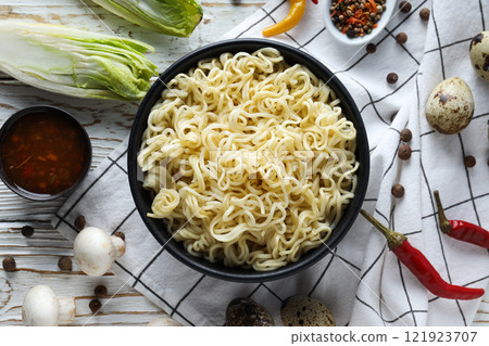 Concept of tasty fast food - instant noodles Concept of tasty fast food - instant noodles 121923707