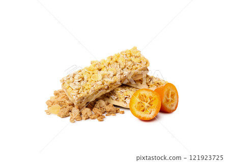 PNG, Granola Bars with citrus fruits, isolated on white background PNG, Granola Bars with citrus fruits, isolated on white background 121923725