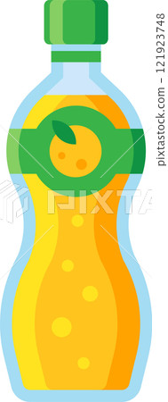 Refreshing orange soda bottle featuring vibrant bubbles and a green cap, capturing the essence of summer, thirst quenching moments, and the zesty appeal of citrus fruits 121923748