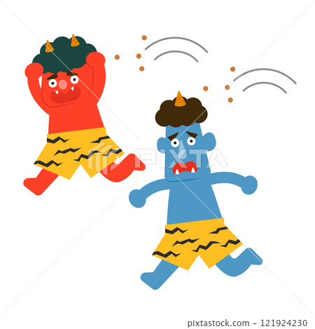 Illustration of a demon being showered with beans 121924230