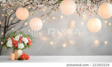 Elegant Chinese New Year dining table setup with red and gold tableware, flowers, and festive centerpieces Elegant Chinese New Year dining table setup with red and gold tableware, flowers, and festive centerpieces 121925229