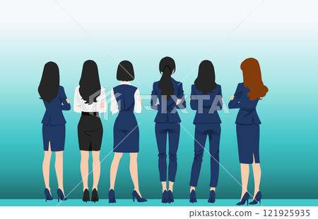 Illustration of a businesswoman with her arms crossed Illustration of a businesswoman with her arms crossed 121925935