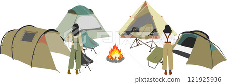 Illustration of the campsite Illustration of the campsite 121925936