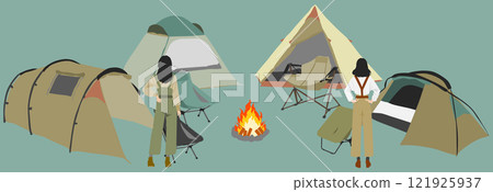Illustration of the campsite Illustration of the campsite 121925937