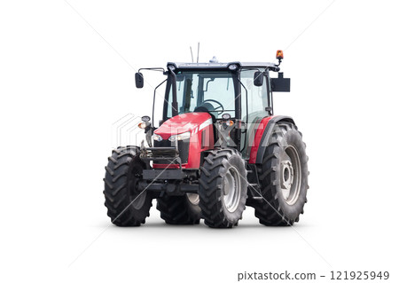 Modern wheeled tractor isolated on white background 121925949