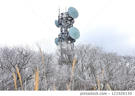 六甲山最高峰的無線電塔和白霜 六甲山最高峰的無線電塔和白霜 121926130