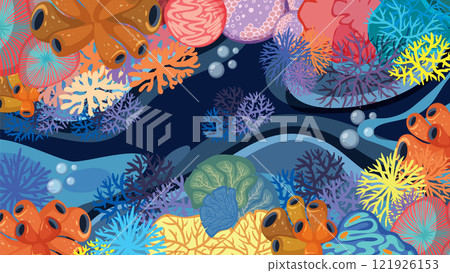 Vibrant Coral Reef Ecosystem Illustration Vibrant Coral Reef Ecosystem Illustration 121926153