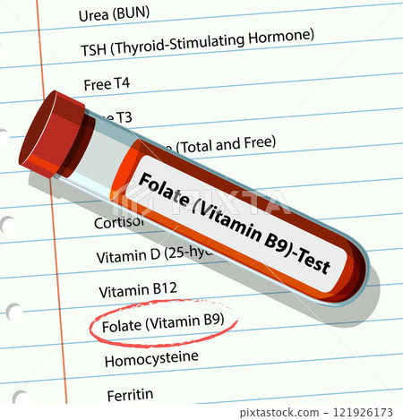 Folate Vitamin B9 Blood Test Illustration Folate Vitamin B9 Blood Test Illustration 121926173