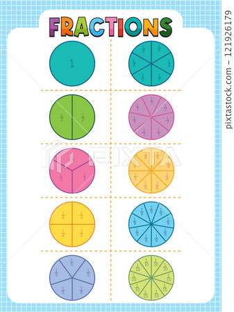Colorful Fractions Educational Chart 121926179