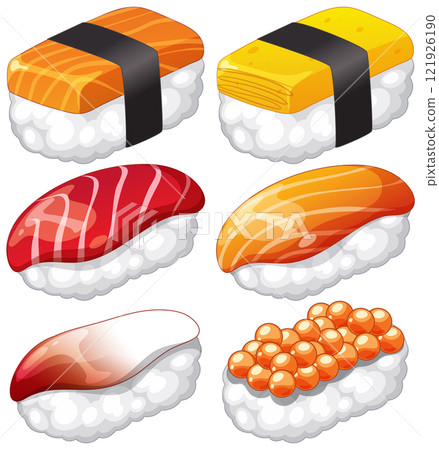Colorful Sushi Variety Illustration 121926190