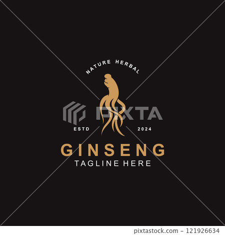 Ginseng logo herbal plant for medicine natural herbal design illustration idea Ginseng logo herbal plant for medicine natural herbal design illustration idea 121926634
